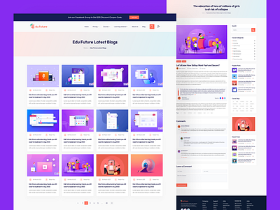 Blog post — Edu Future Online Course Web UI article blog blog post blogs clean ui design system e learning education figma learning app medium minimal monochromatic monochrome online school ui ui design uiux user interface web design