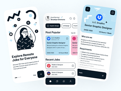 Job Finder App app app design app ui clean clean ui design figma job finder mobile mobile design mobile ui simple ui ui uiux user experience user interface ux