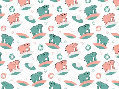 Wild Cute Elephant Digital Paper all over print animal baby clothing baby pattern childish pattern clothing galaxy illustration moon planet repeat seamless pattern space star textile pattern