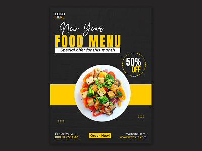 New Year Food Menu Poster Design design graphic design party invitation