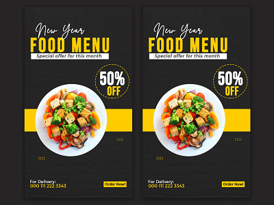 New Year Food Menu Instagram Story Post Design instagram promotion