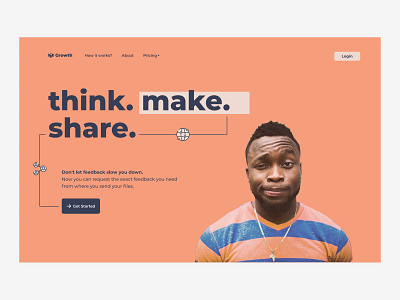 Daily UI Challenge #005 - Landing Page app branding creative daily ui challange design figma graphic design illustration landing page make minimal orange share think typography ui ux visual design web website