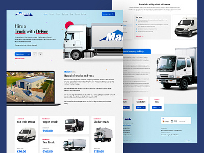 Manelec - Truck Rental Website car hire car landing page car rental home page homepage landing landing page landingpage rent rent a car rental website truck booking truck hire truck rental truck website ui ux web webdesign website