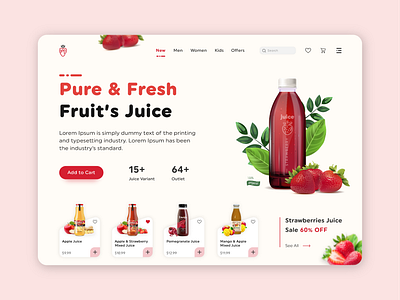 Web Header - MOJ Juice app ui dashboard ui design desktop ui fruit ui game ui gui hero section juice ui landing page ui ui designer user interface ux ux design web design web header web ui webpage website