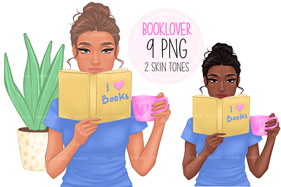 Book Lover Clipart, Reading Girl Clipart girl clipart