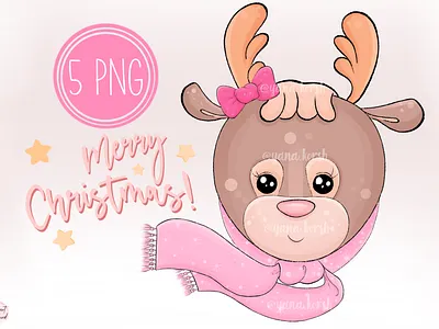 Reindeer Clipart, Merry Christmas Png cute clipart
