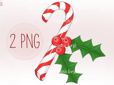 Christmas Mistletoe Png, Candy Cane Png xmas illustration