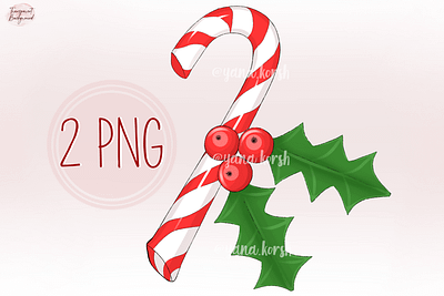Christmas Mistletoe Png, Candy Cane Png xmas illustration
