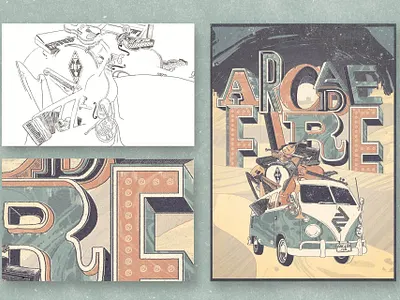 Arcade Fire - Illustrated Poster album cover book cover design concert poster flyer design gig poster graphic design hand drawn illustration marketing design poster design