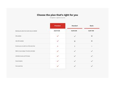Plan Choosing branding choose compare comparison cta design digital ecommerce minimalism plan red search typography ui ux web