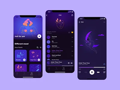 Music Player abstraction art design figma illustartion ios love mobile app mobile music app music music player romantik sexy ui ux
