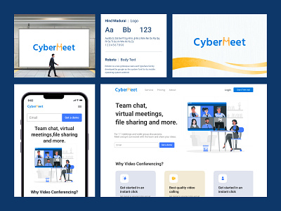 Cybermeet branding design for video conferencing application application brand design branding branding design business card graphic design hoarding logo mobile application product design video conferencing application