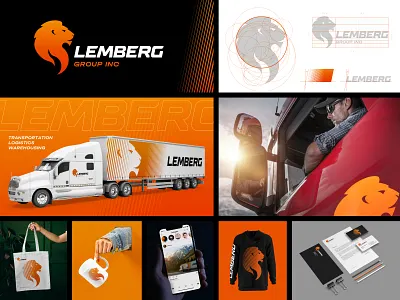 Lemberg Group Brand Identity branding design identity lion logistics logo logotype supply truck trucking