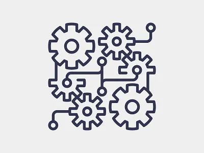 Mechanical Precision icon design gears graphic design icon illustration logo teamwork tech vector