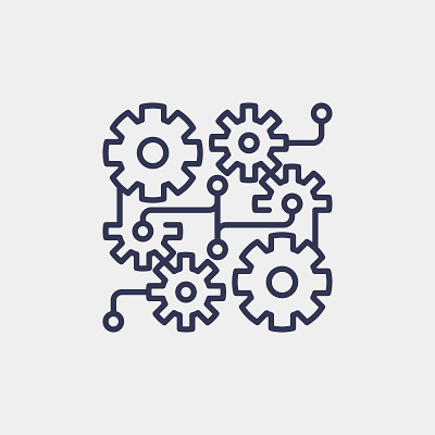 Mechanical Precision icon design gears graphic design icon illustration logo teamwork tech vector