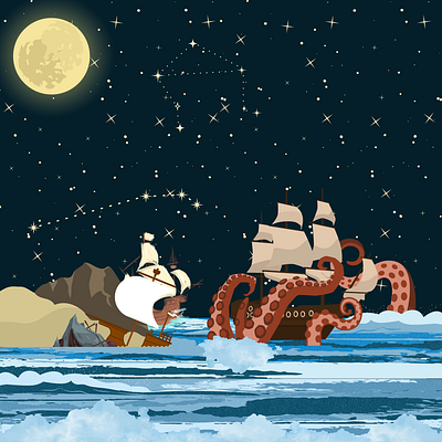 Kraken's Bae battle giant squid greek mythology kraken mythology mythos sea ship wreck squid