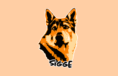 Sigge the office wolf design dog illustrator sticker vector
