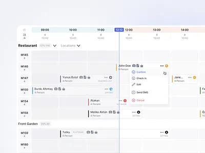 Reservation Table Grid View booking checkandplace colors grid layout reservation reservation card simpra design simpra style slots status time timeline ui usability usefull user experience design user flow user interface design ux