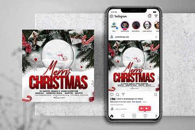 A White X-Mas Evening Instagram PSD Templates banner christmas christmas flyer design merry christmas merry christmas flyer party christmas psd flyer white christmas xmas