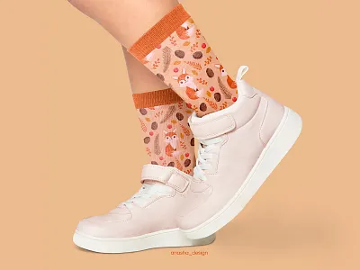 Socks design. No boring socks 2d adobe illustrator animal au autumn branding cartoon character clothing color design fox graphic design illustration pattern print seamless textile texture vector