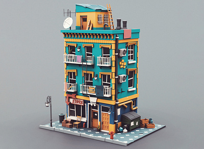 Low poly Store 01 stylized