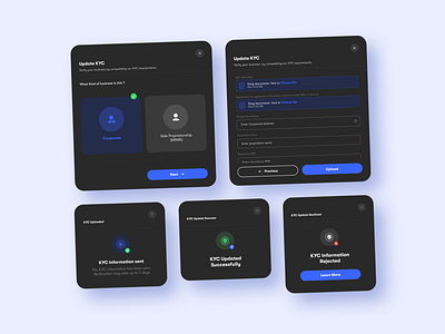 Update Buisness KYC modal dark mode app design ui ux