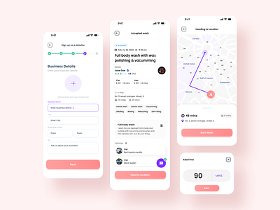 Wash app heading to location app design graphic design ui ux