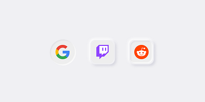 Social Share Icons in Neumorphism design figma google icons media neumorphism reddit share social twitch ui