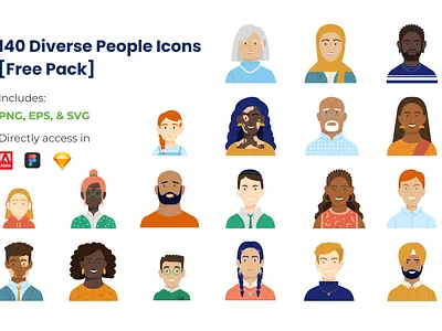 140 Diverse People Icons [Free Pack] design diversity icon icons illustration inclusion vector