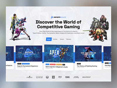 Website Design: Esportsresults Landing Page article esport game hobby landing page news ui design uiux web design website website design