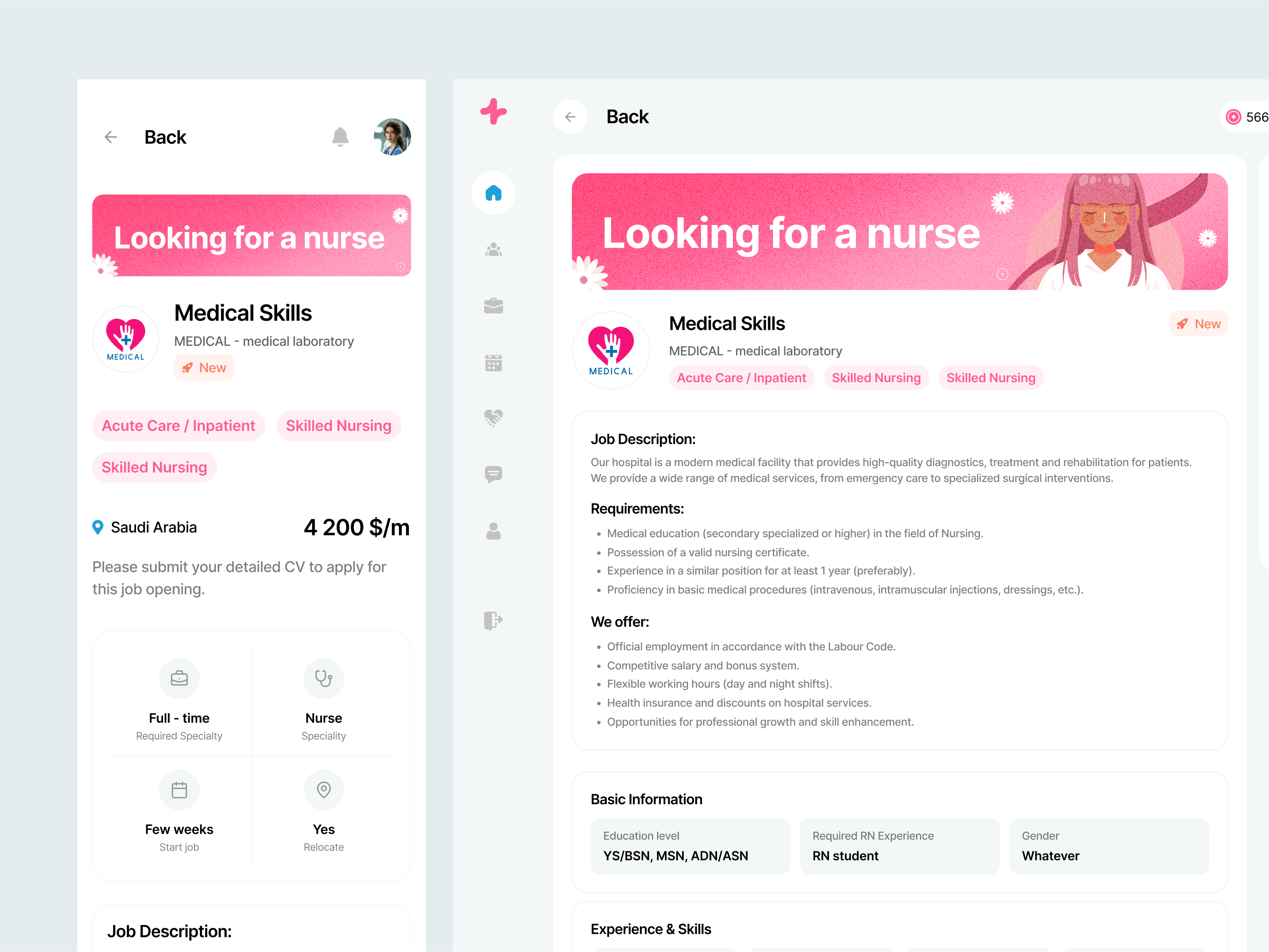 Vacancy Details | Job Search careers dashboard design development hire hiring platform job job board job finder job portal job search nurse table ui uiux vacancies vacancy vacancy details web web design
