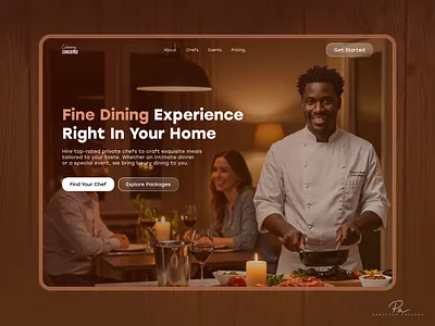 Culinary Concierge: Private Chef Hiring Website Hero section booking platform chef design fine dining food gourmet hero hero section hiring landing page minimalist orange product design restaurant ui ux ux inspiration web design website
