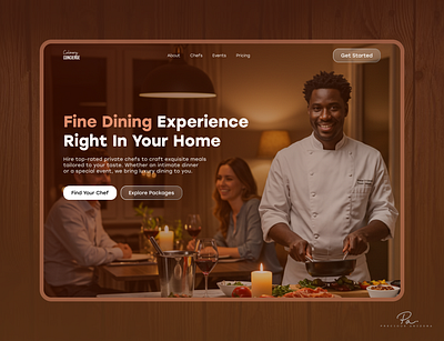 Culinary Concierge: Private Chef Hiring Website Hero section booking platform chef design fine dining food gourmet hero hero section hiring landing page minimalist orange product design restaurant ui ux ux inspiration web design website