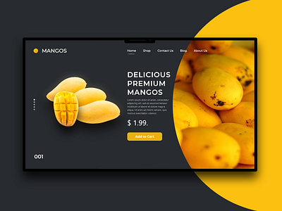 Delicious Mango Website Banner 3d animation branding cleanui colors dailyshot dribbblepost fruits graphic design illustration interaction logo minimal motion graphics trending ui uiux websitebanner