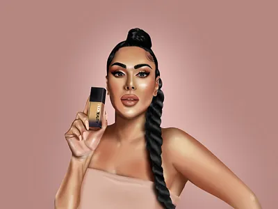 Huda Kattan in Portrait Illustration artwork beauty beauty illustration freestyle hand drawing huda beauty huda kattan human illustration original people portrait portrait beauty