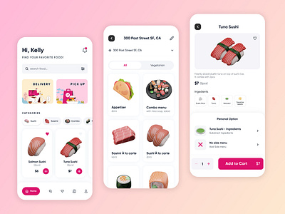 Sushi Delivery App app app design clean delivery app food delivery food delivery app interface sushi app sushi delivery sushi delivery app ui ux