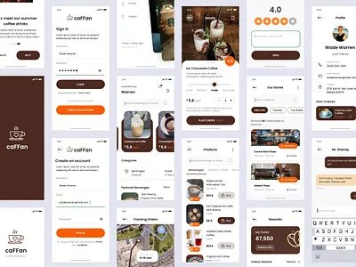 caFFan - coffee shop app design 3d animation app branding design graphic design illustration landing page logo motion graphics ui ux