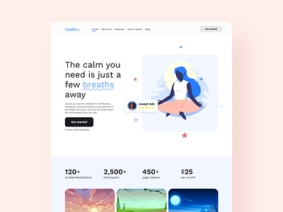 Meditation website app design ui ux