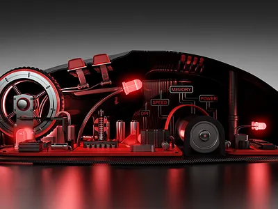 Inside computer mouse 3d 3d rendering creative cutaway inside mouse section