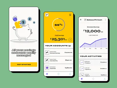 Solace Fintech - App Design app design bright bright colors brutalism case study colors design neobrutalism product product design theme ui ui design ui ux ux ux design vibrant vibrant colors