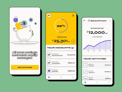 Solace Fintech - App Design app design bright bright colors brutalism case study colors design neobrutalism product product design theme ui ui design ui ux ux ux design vibrant vibrant colors