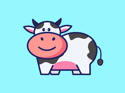 cute cartoon cow adobe illustration art work character design chibi cow cow illustration cow vector cute cartoon cow design graphic design illustration kawaii vector