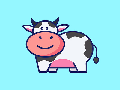 cute cartoon cow adobe illustration art work character design chibi cow cow illustration cow vector cute cartoon cow design graphic design illustration kawaii vector