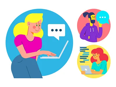 People with device cartoon illustration character illustration chat computer device flat flat character illustration flat design flat illustration illustration illustrator illustrazione illustrazioni laptop message people flat vector vector vector art vector character vector illustration