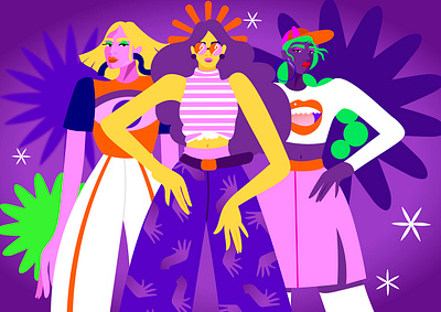 Girls Girls Girls colourful digital illustration editorial illustration freelance illustrator illustration illustrator vector women