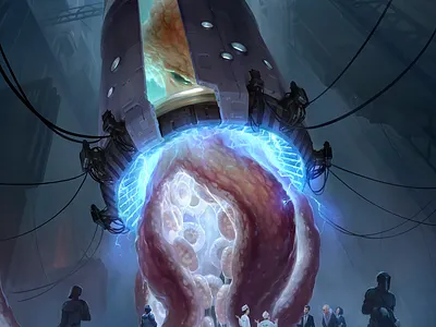 Project «Octopus» 2d aleksey litvishkov art digital art exploration guard illustration octopus owner sci fi scientists tentacles