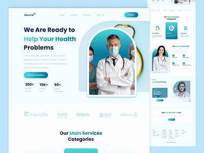 Health Care - Landing Page UI Design adobe xd app design in figma apps clinic landing page clinic website design figma health health care landing page health care website ui health landing page health website hospital hospital landing page hospital website illustration nersing home ui uiux ux