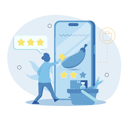 People who are shopping online. flat cartoon vector illustration shopping