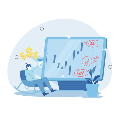 People who buy and sell shares online. Flat Illustration online