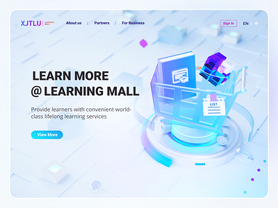 LM landing page 3D banner design 3d blender branding design e learning illustration mockup render ui university ux
